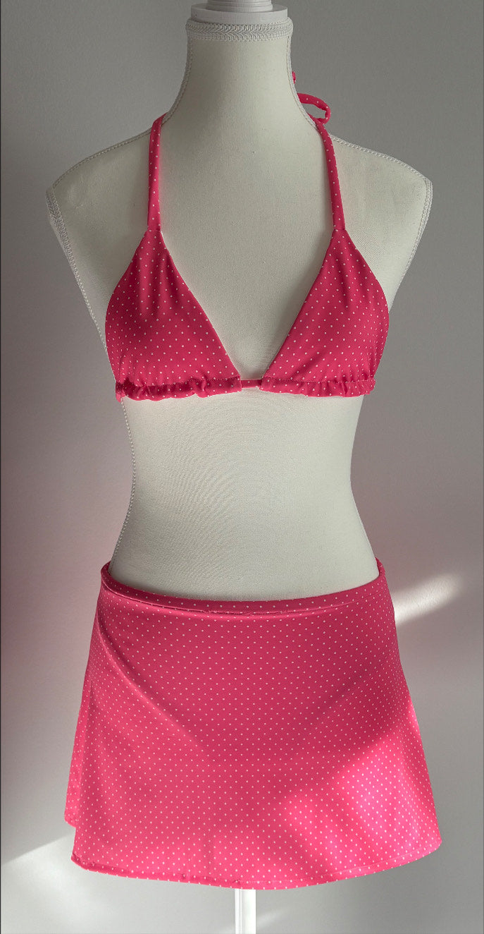 Hot Pink Polka Dot Swimsuit Set
