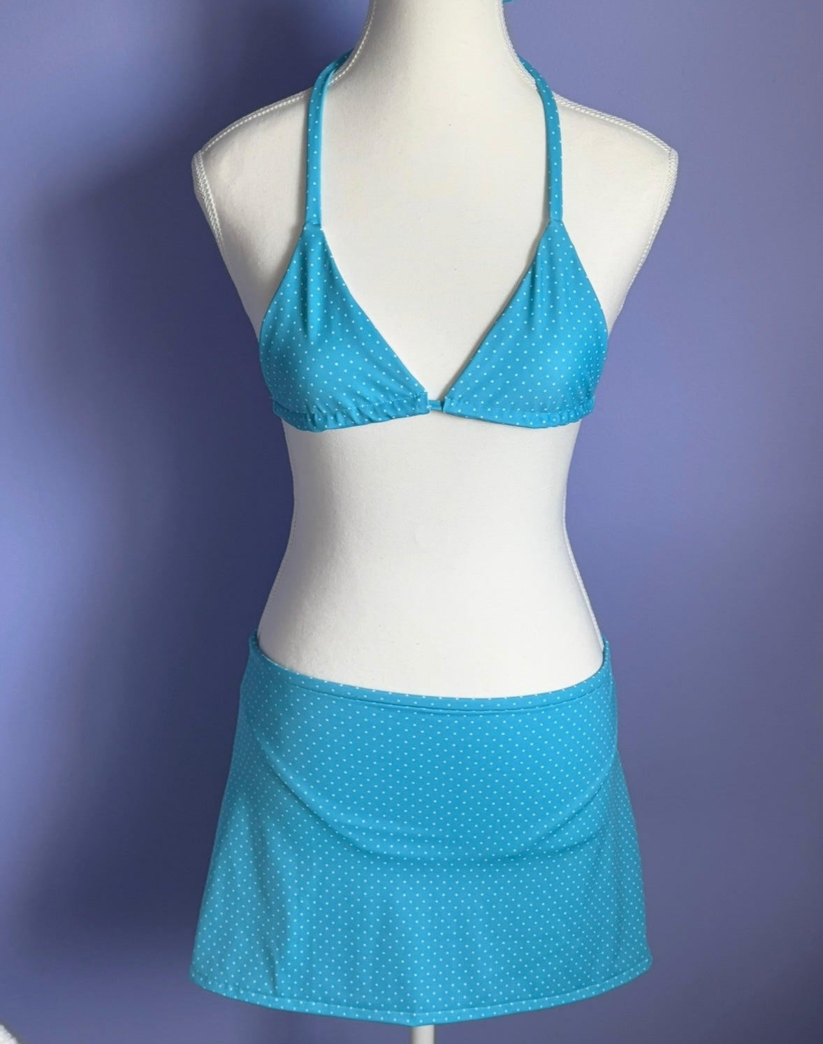 Blue Polka Dot Swimsuit Set