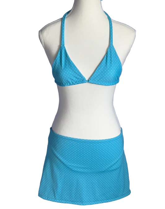 Blue Polka Dot Swimsuit Set