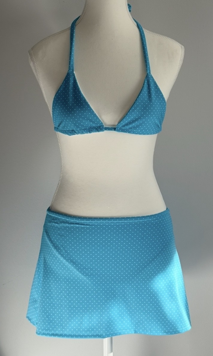 Blue Polka Dot Swimsuit Set