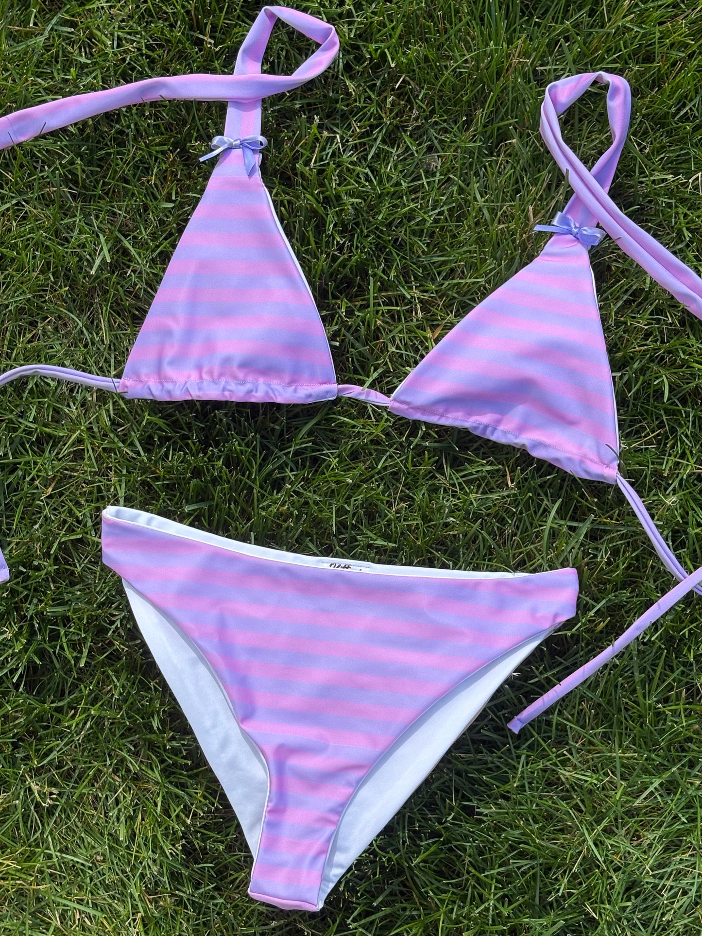 Purple Striped Swimsuit